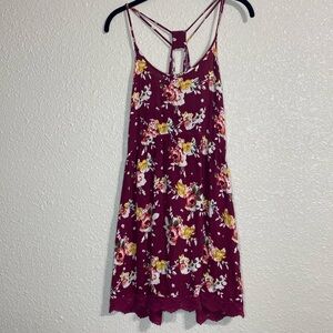 Chloe K Mini Dress in Floral Burgundy NWOT Size M
